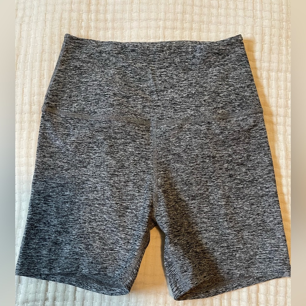 Interval Gray High-Rise Bike Shorts with Stretchy Knit Fabric